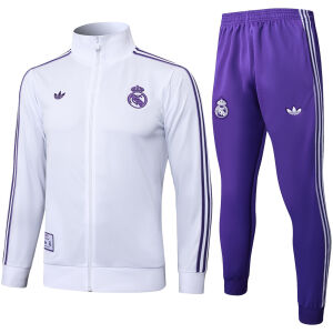 Mens Real Madrid Jacket + Pants Training Suit White 2025/26