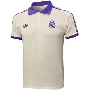 Mens Real Madrid Polo Shirt Apricot 2025/26