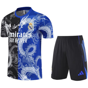 Mens Real Madrid Short Training Suit Blue – Black 2025/26