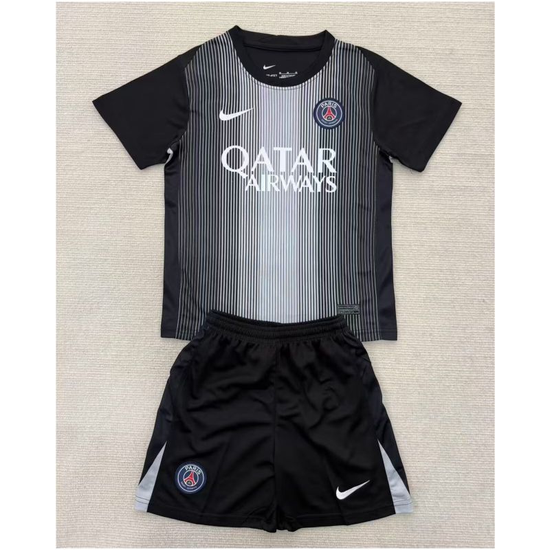 Kinder PSG Torwart schwarzes Trikot 2025/26-günstige Trikots