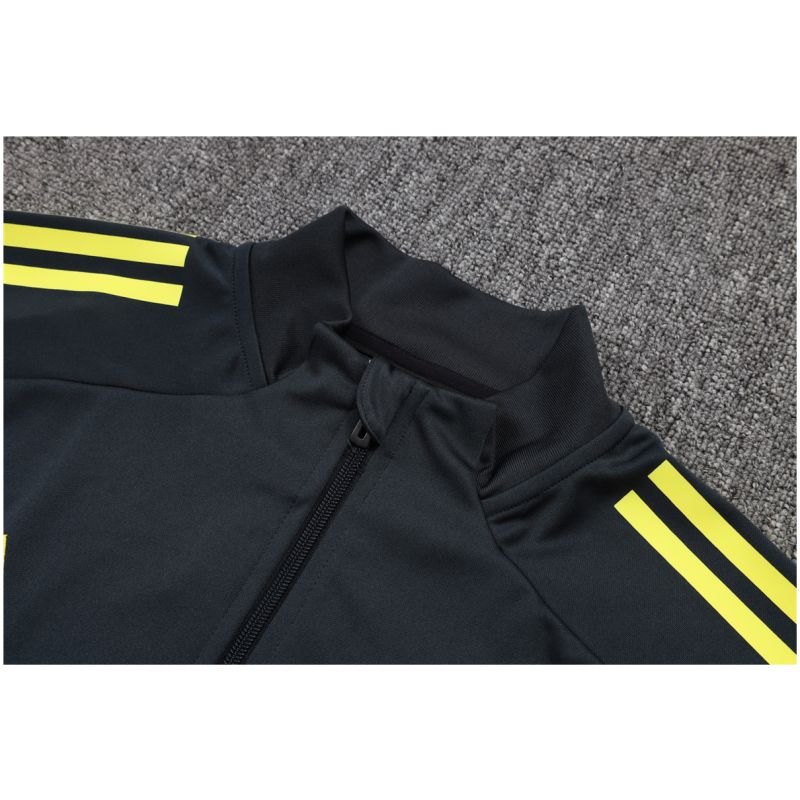 Mens Real Madrid Jacket + Pants Training Suit Grey – Yellow 2025/26