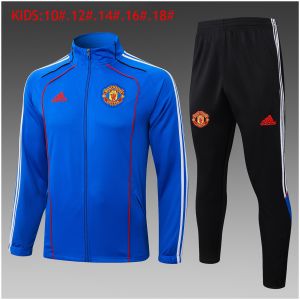 Kinder Manchester United Trainingsanzug Jacke + Hose Blau 2025/26-günstige Trikots