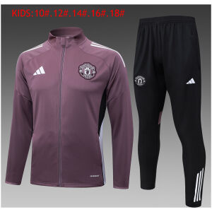 Kids Manchester United Jacket + Pants Training Suit Purlish Grey 2025/26
