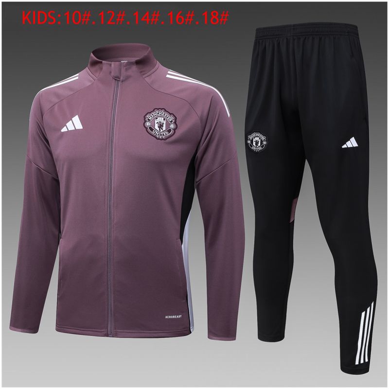 Kids Manchester United Jacket + Pants Training Suit Purlish Grey 2025/26