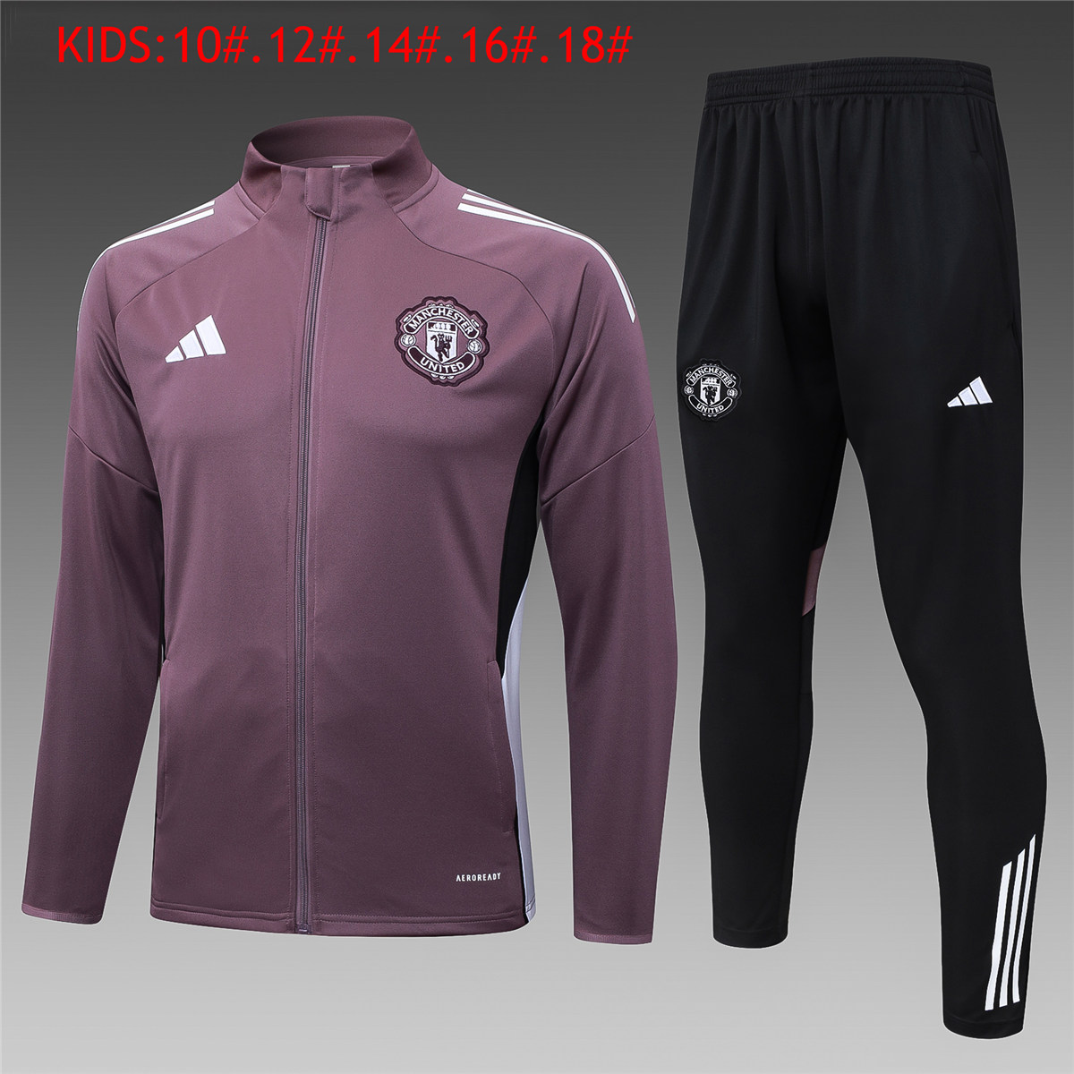 Kids Manchester United Jacket + Pants Training Suit Purlish Grey 2025/26