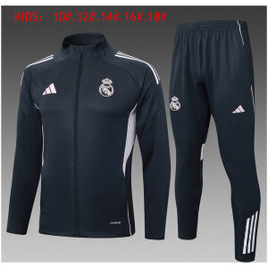 Kids Real Madrid Jacket + Pants Training Suit Dark Grey 2025/26