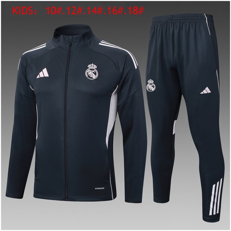 Kids Real Madrid Jacket + Pants Training Suit Dark Grey 2025/26