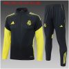 Kids Real Madrid Jacket + Pants Training Suit Grey - Yellow 2025/26