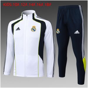 Kinder Real Madrid Jacke + Hose Trainingsanzug Weiß 2025/26-günstige Trikots