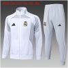 Kinder Real Madrid Trainingsanzug + Hose Weiß - Grau 2025/26-günstige Trikots