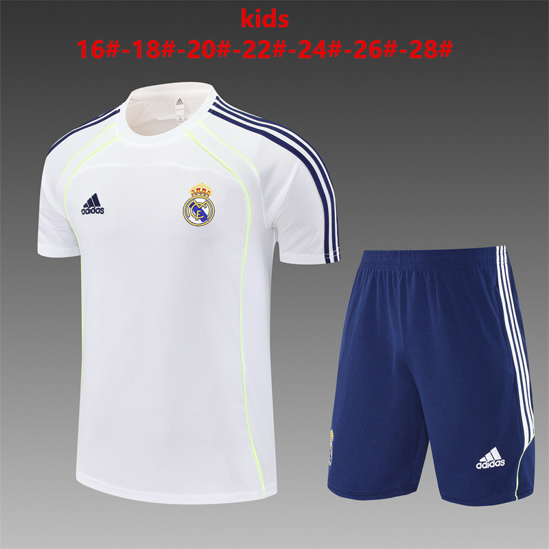 Kids Real Madrid Short Training Suit White 2025/26