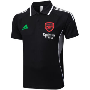 Mens Arsenal Polo Shirt Black 2025/26