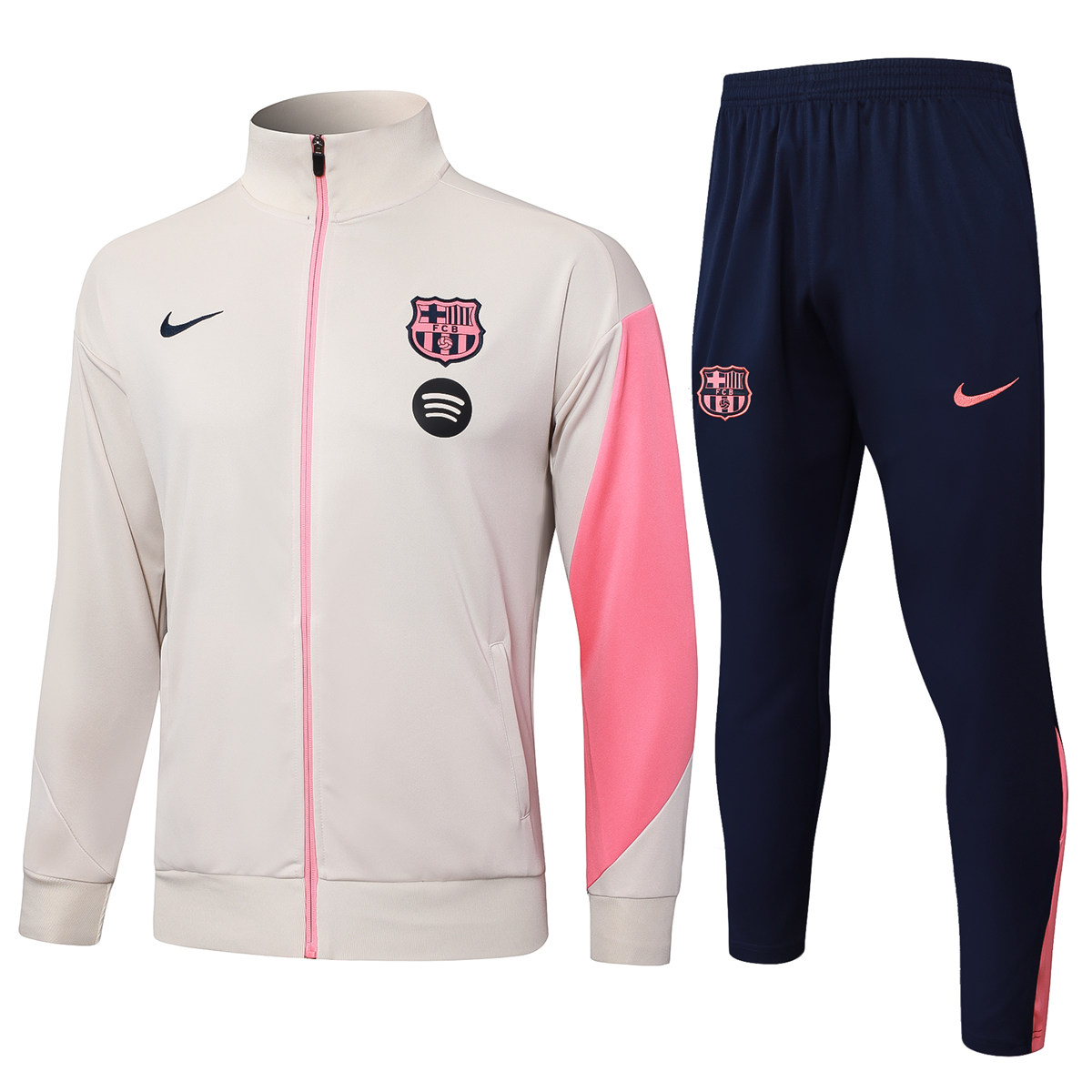 Mens Barcelona Jacket + Pants Training Suit Cream 2025/26