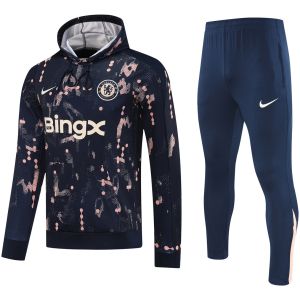 Herren Chelsea Hoodie Sweatshirt + Hose Trainingsanzug Schwarz 2025/26-günstige Trikots