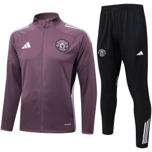 Mens Manchester United Jacket + Pants Training Suit Purplish Grey 2025/26