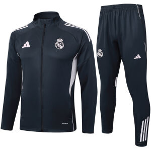Mens Real Madrid Jacket + Pants Training Suit Dark Grey 2025/26