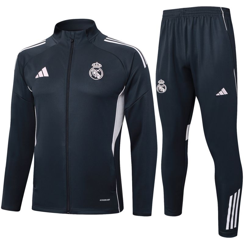 Mens Real Madrid Jacket + Pants Training Suit Dark Grey 2025/26