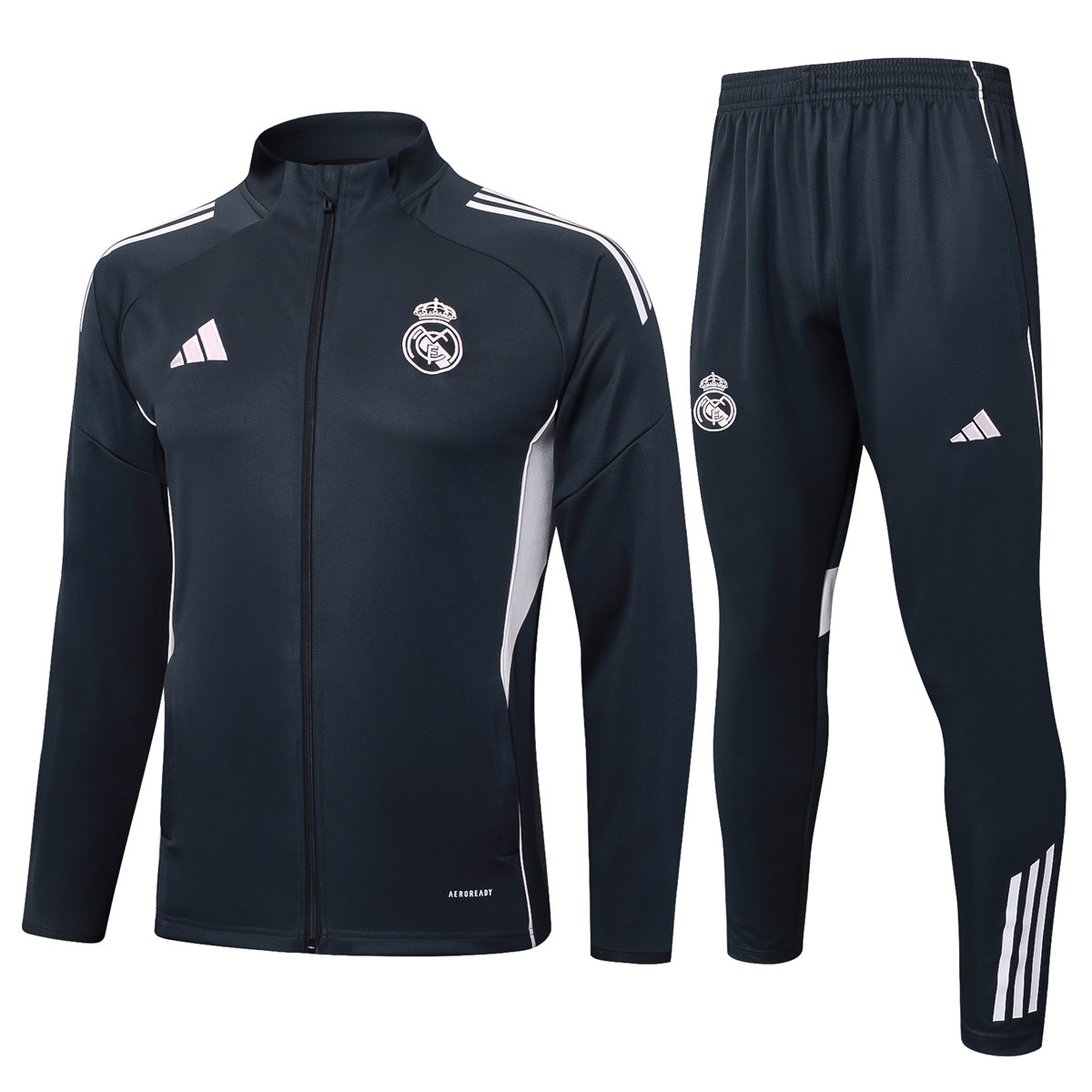 Mens Real Madrid Jacket + Pants Training Suit Dark Grey 2025/26