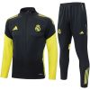 Mens Real Madrid Jacket + Pants Training Suit Grey - Yellow 2025/26
