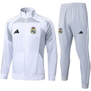 Männer Real Madrid Trainingsanzug Jacke + Hose Weiß – Grau 2025/26-günstige Trikots