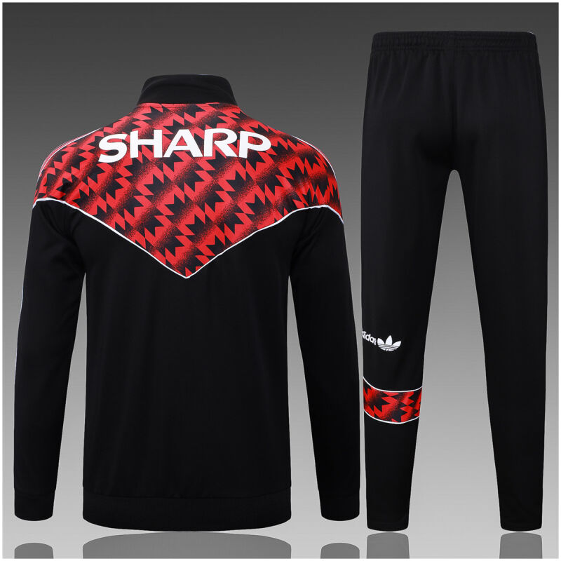 Kids Manchester United Jacket + Pants Training Suit Black 2025/26-cheap jerseys