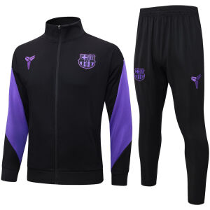 Mens Barcelona Jacket + Pants Training Suit Black 2025/26-cheap jerseys