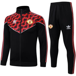Mens Manchester United Jacket + Pants Training Suit Black 2025/26-cheap jerseys
