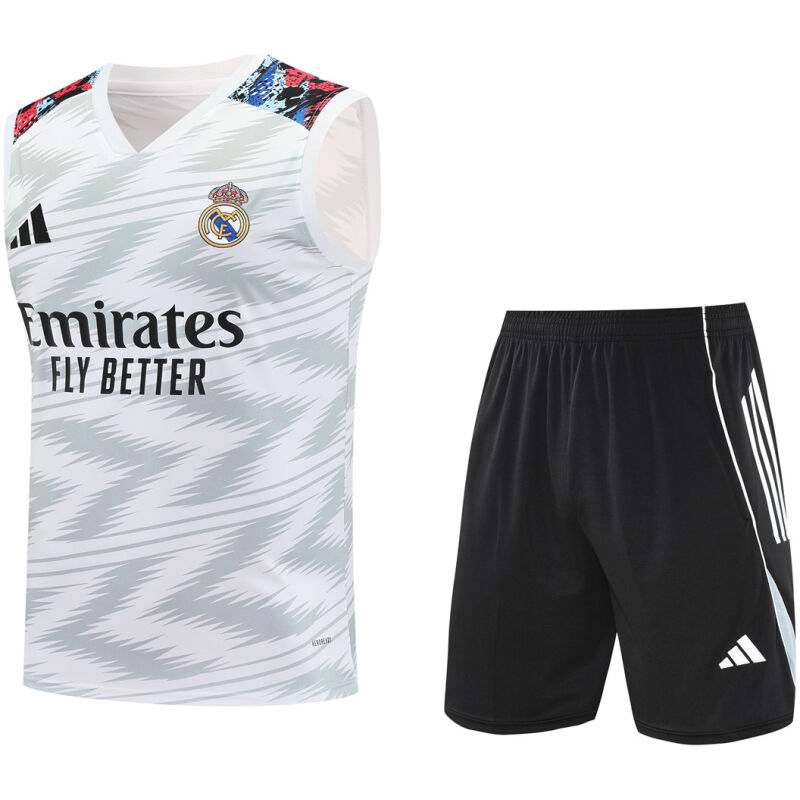 Mens Real Madrid Singlet Suit White – Grey 2025/26-cheap jerseys