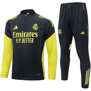 Mens Real Madrid Training Suit Grey – Yellow 2025/26-cheap jerseys