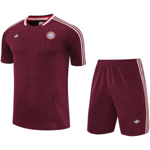 Mens Bayern Munich Short Training Suit Burgundy 2025/26-cheap jerseys