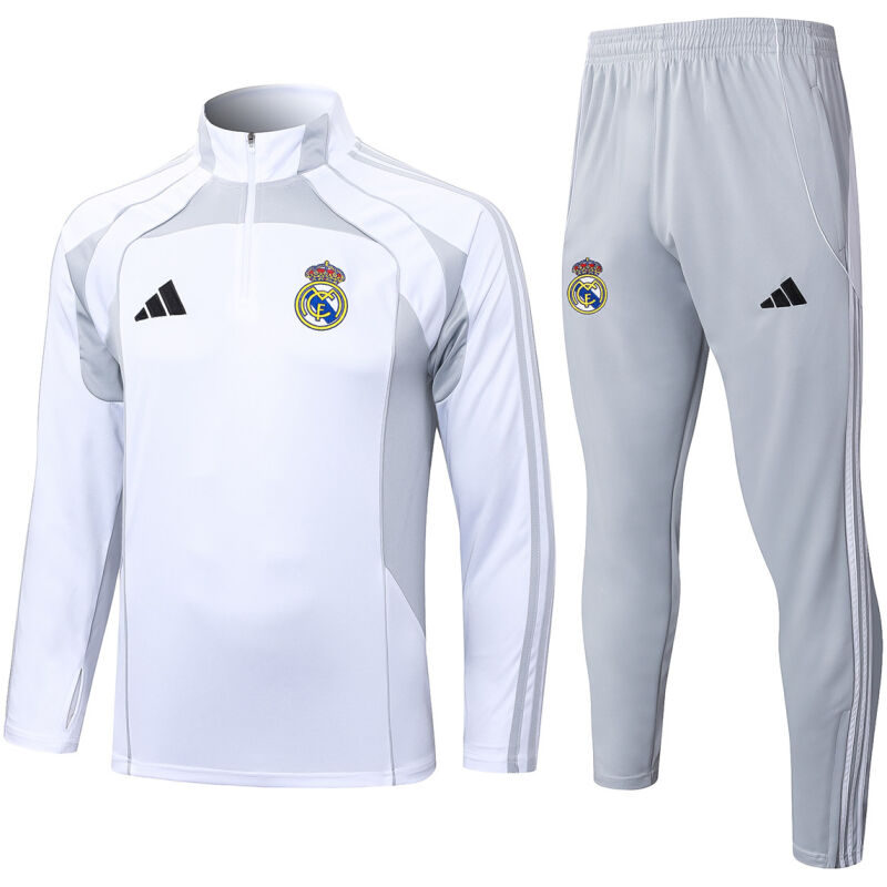 Mens Real Madrid Training Suit White – Grey 2025/26-cheap jerseys