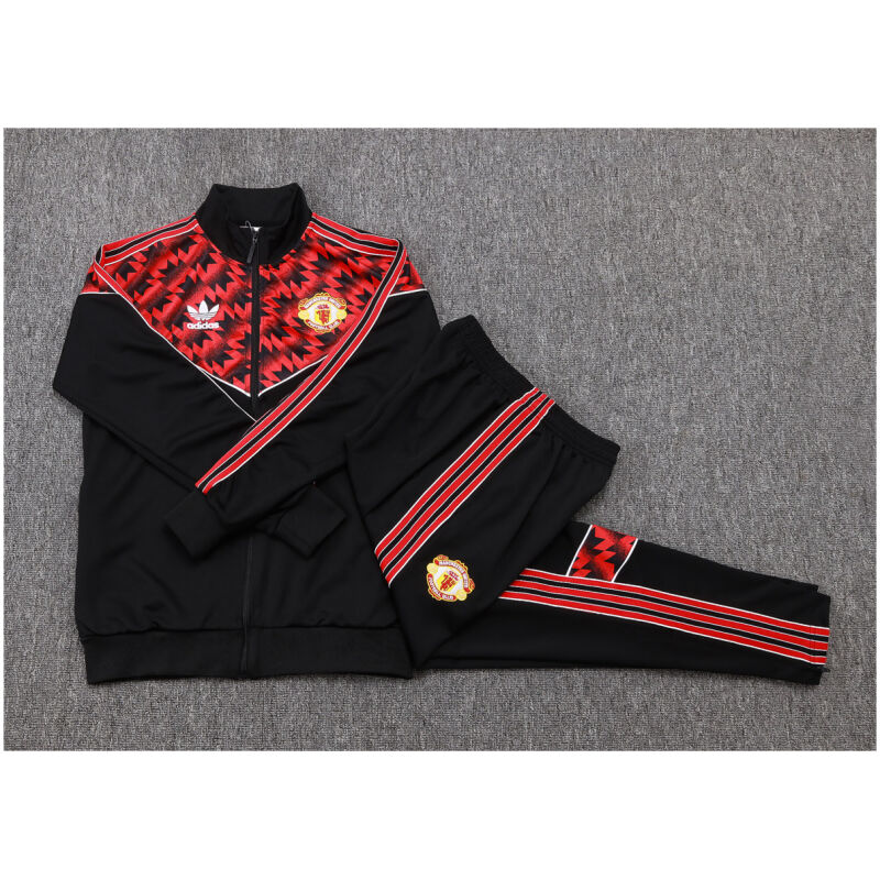 Kids Manchester United Jacket + Pants Training Suit Black 2025/26-cheap jerseys