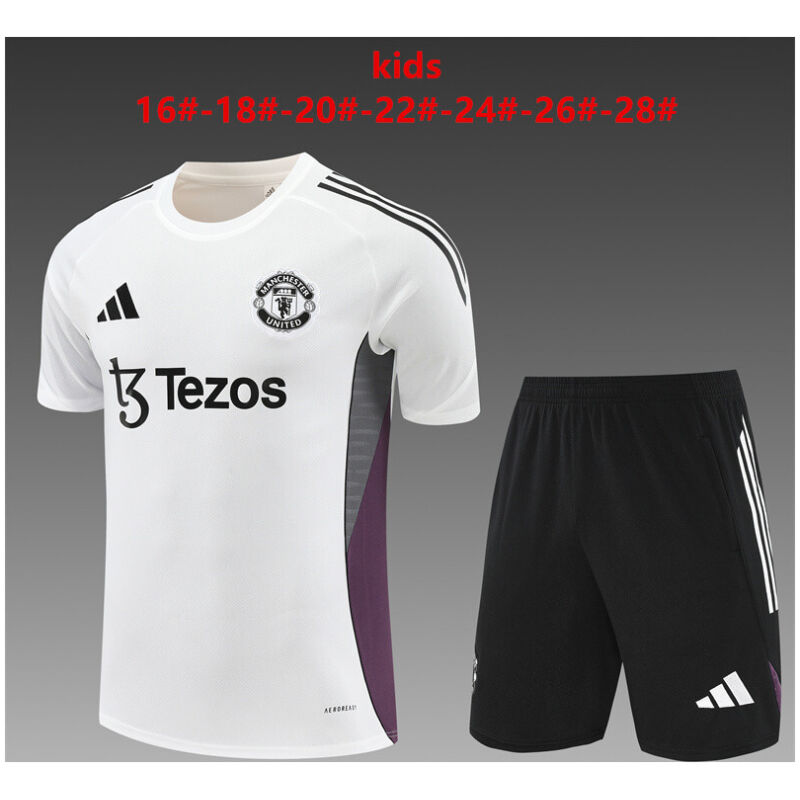 Kids Manchester United Short Training Suit White 2025/26-cheap jerseys
