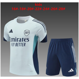 Kids Arsenal Short Training Suit Light Grey 2025/26-cheap jerseys