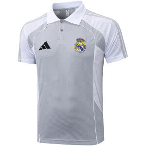 Mens Real Madrid Polo Shirt Light Grey 2025/26-cheap jerseys