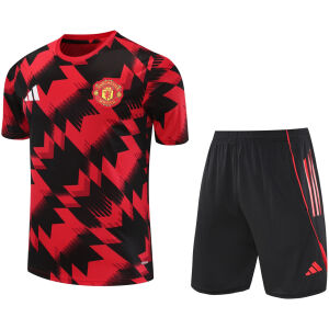 Mens Manchester United Short Training Suit Red – Black 2025/26-cheap jerseys