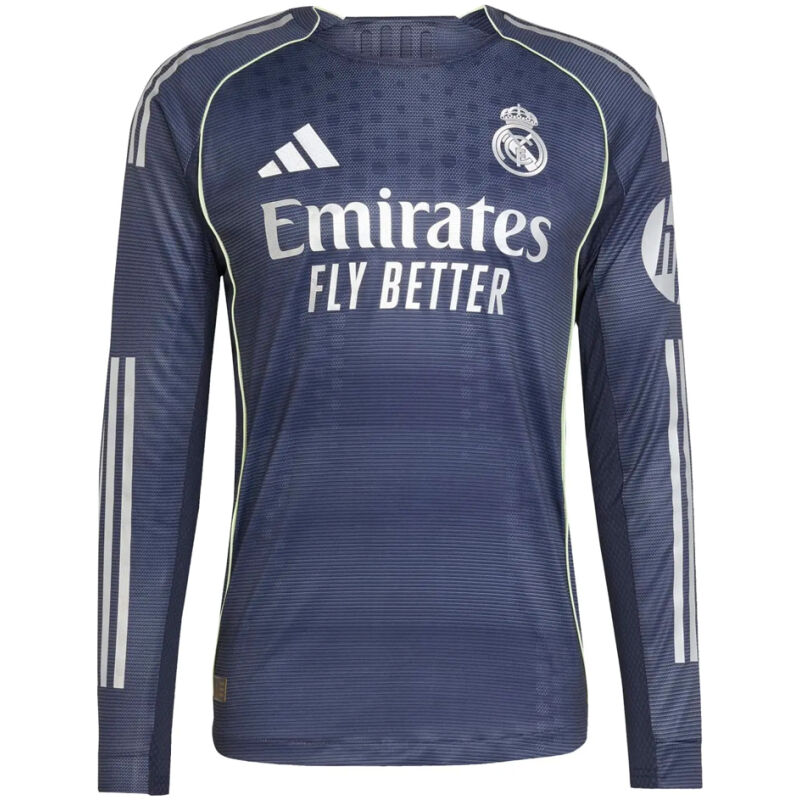 Mens Real Madrid Away Authentic Jersey Long Sleeve 2025/26 – Match-cheap jerseys