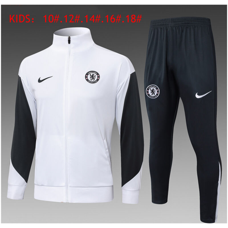 Kids Chelsea Jacket + Pants Training Suit White 2025/26-cheap jerseys