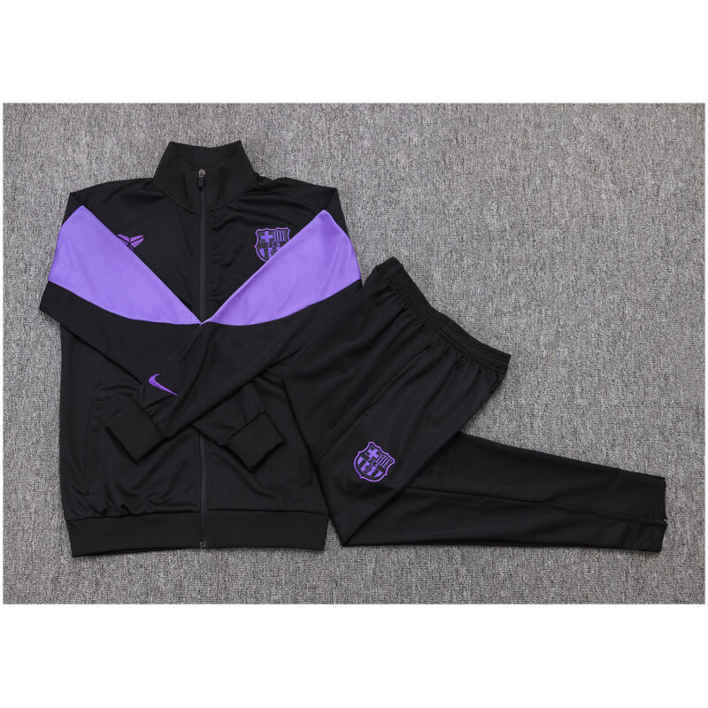 Kids Barcelona Jacket + Pants Training Suit Black 2025/26-cheap jerseys