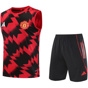 Mens Manchester United Singlet Suit Red – Black 2025/26-cheap jerseys