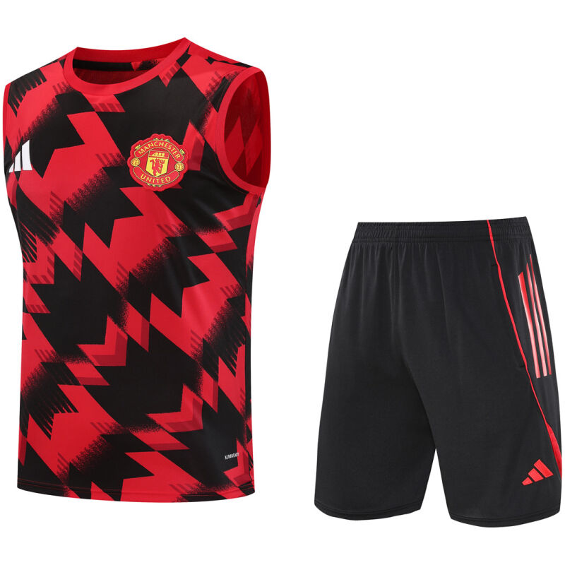 Mens Manchester United Singlet Suit Red – Black 2025/26-cheap jerseys