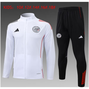Kids Ajax Jacket + Pants Training Suit White 2025/26-cheap jerseys