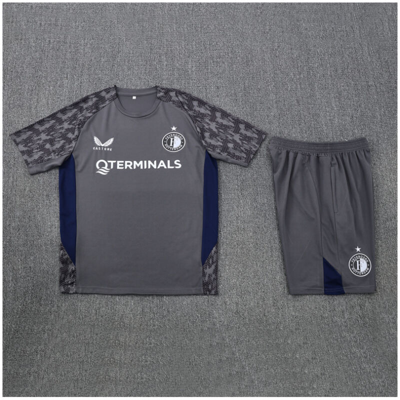 Kids Feyenoord Short Training Suit Grey 2025/26-cheap jerseys