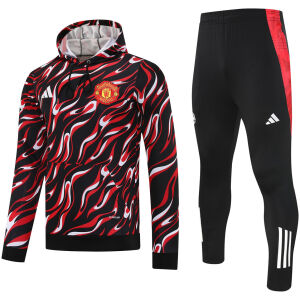 Mens Manchester United Hoodie Sweatshirt + Pants Training Suit Red Fire 2025/26-cheap jerseys