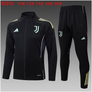 Kids Juventus Jacket + Pants Training Suit Black 2025/26-cheap jerseys