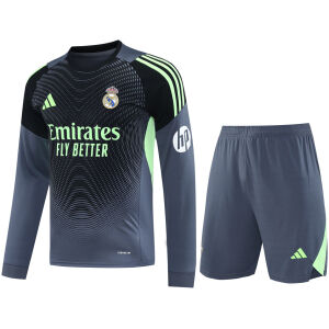 Mens Real Madrid Goalkeeper Kit Grey Long Sleeve 2025/26