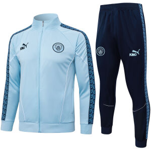 Mens Manchester City Jacket + Pants Training Suit Light Blue 2025/26