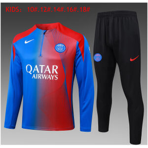 Kids PSG Training Suit Blue – Red 2025/26