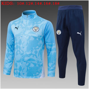 Kids Manchester City Training Suit Light Blue Pattern 2025/26