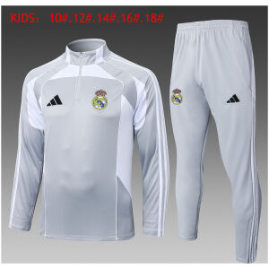 Kids Real Madrid Training Suit Light Grey 2025/26